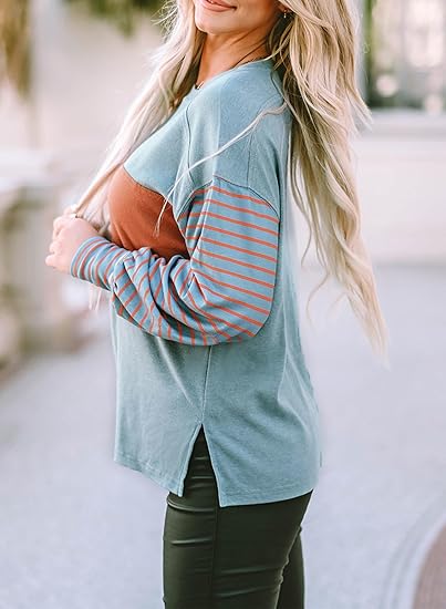 ✨Women's Cute Color Block Long Sleeve Casual Top(BUY 2 FREE SHIPPING)