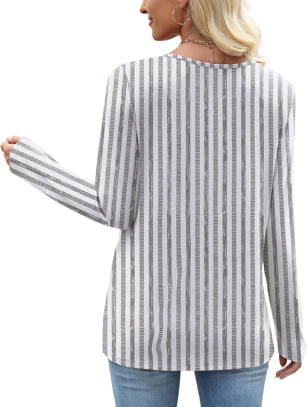 Long Sleeve Shirts for Women Fall Clothes Asymmetric Square Neck Tunic Tops Decorative Buttons