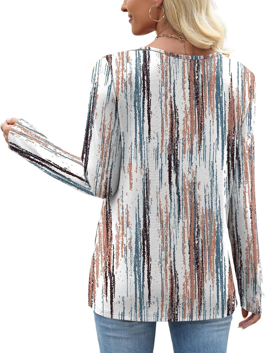 Long Sleeve Shirts for Women Fall Clothes Asymmetric Square Neck Tunic Tops Decorative Buttons