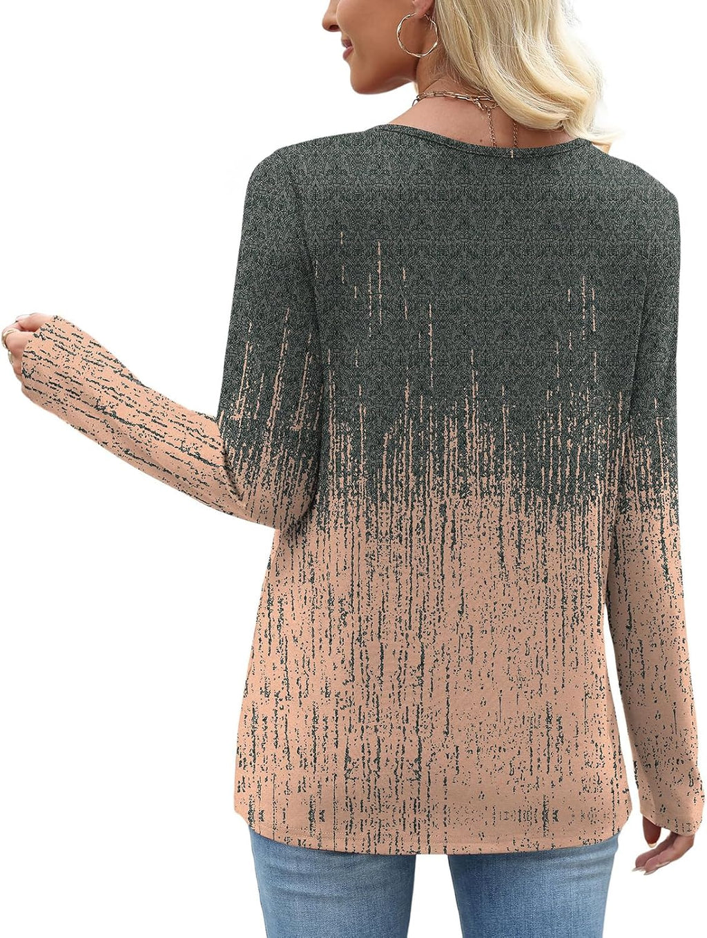 Long Sleeve Shirts for Women Fall Clothes Asymmetric Square Neck Tunic Tops Decorative Buttons