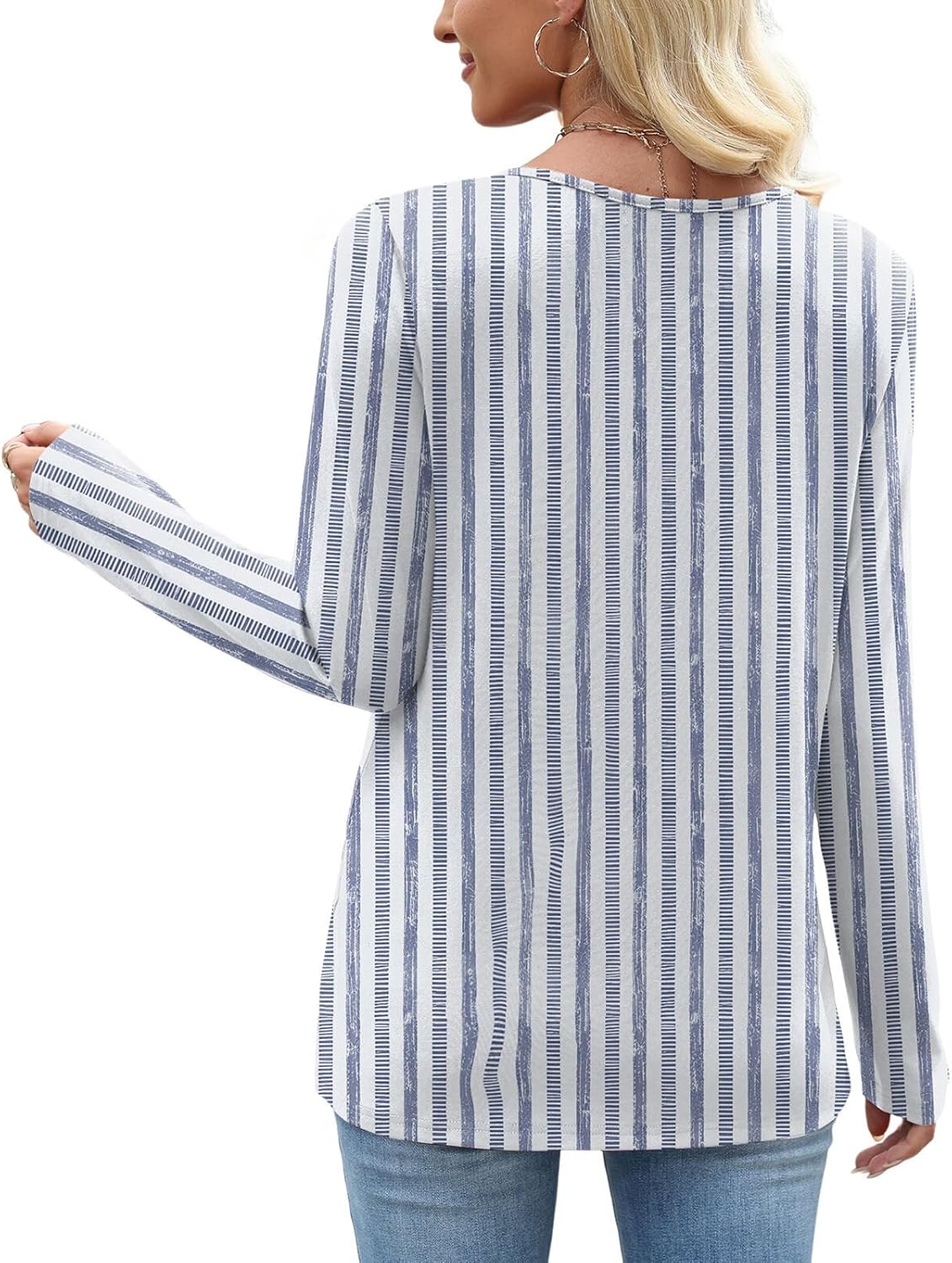 Long Sleeve Shirts for Women Fall Clothes Asymmetric Square Neck Tunic Tops Decorative Buttons