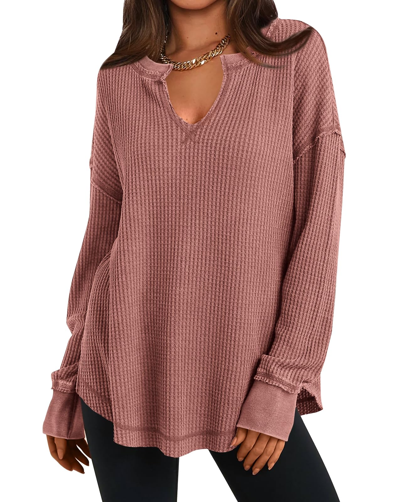 ✨Women's Waffle Knit Exposed Seam Pullover(Buy 2 Free Shipping)