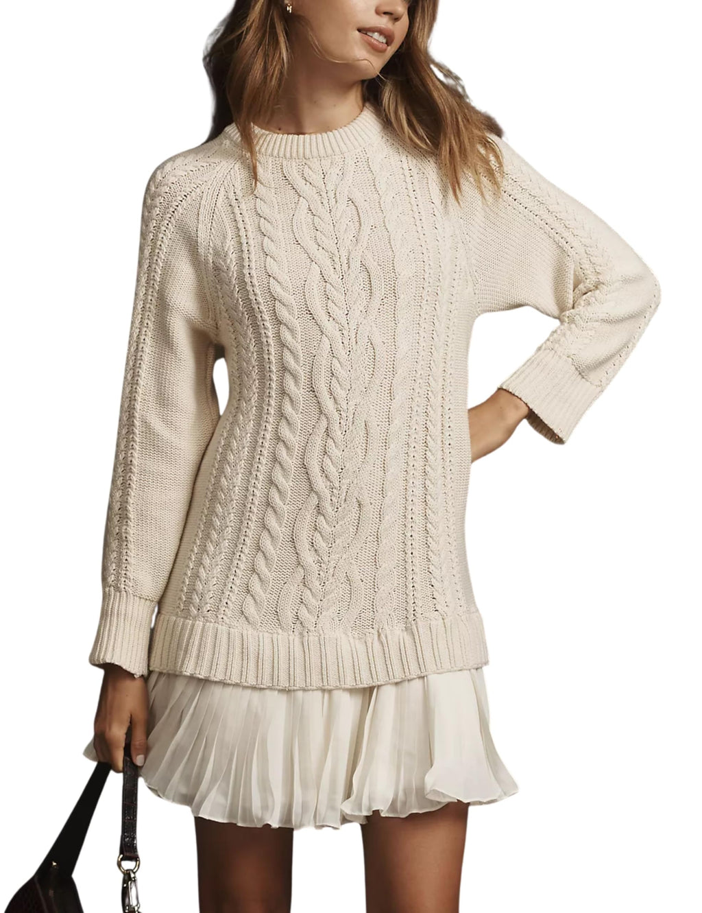 ✨Women Crewneck Cable Knit Sweater Mini Dress (Buy 2 Free Shipping)