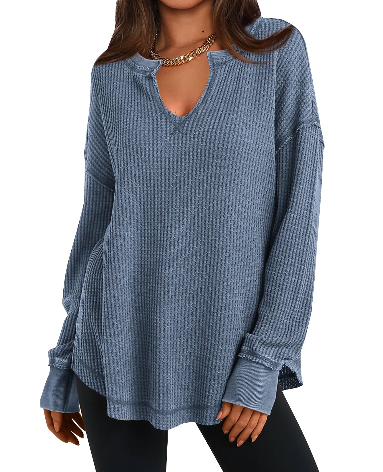 ✨Women's Waffle Knit Exposed Seam Pullover(Buy 2 Free Shipping)