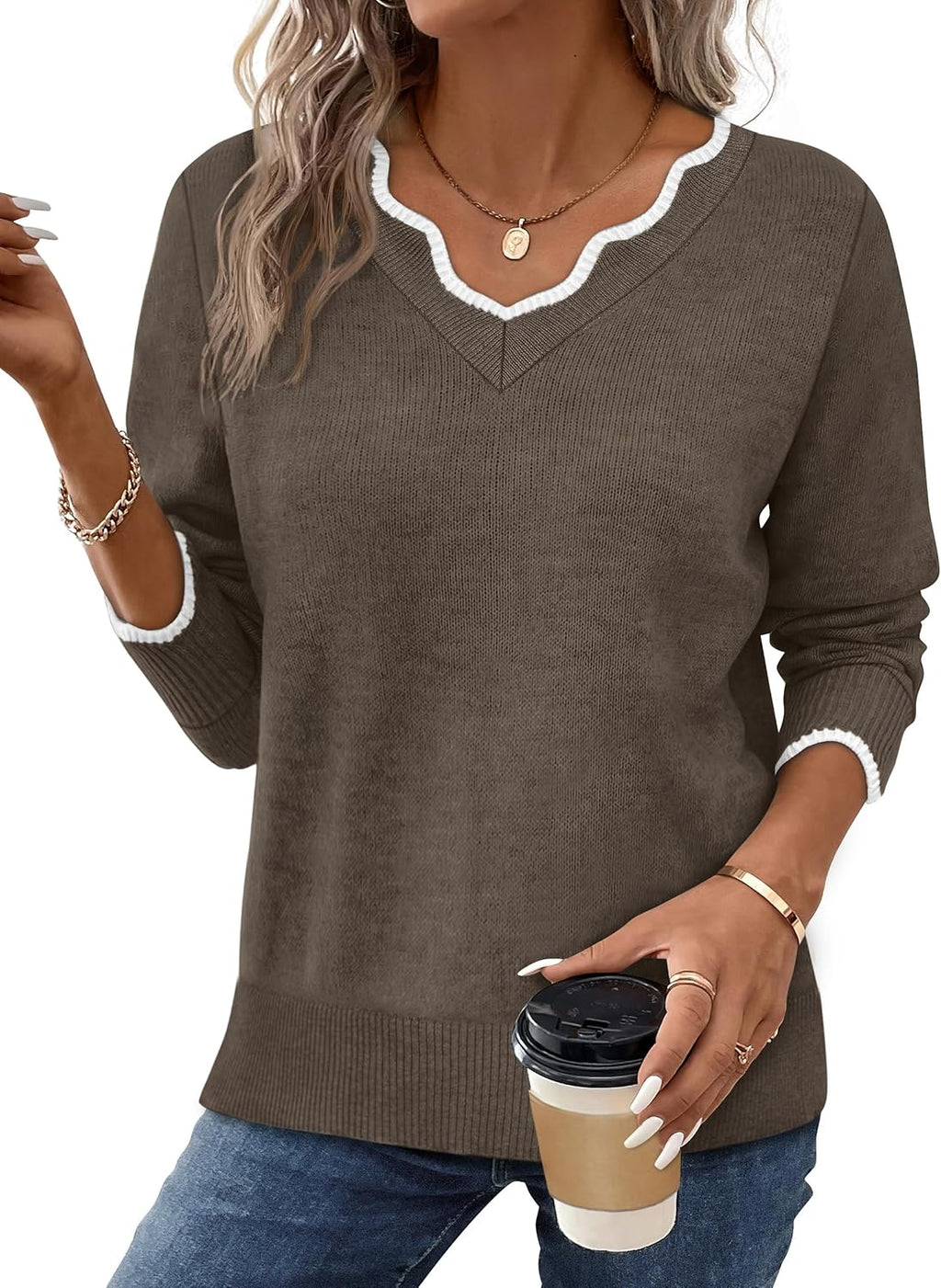✨Womens Cozy Lightweight V Neck Sweaters Pullover(BUY 2 FREE SHIPPING)