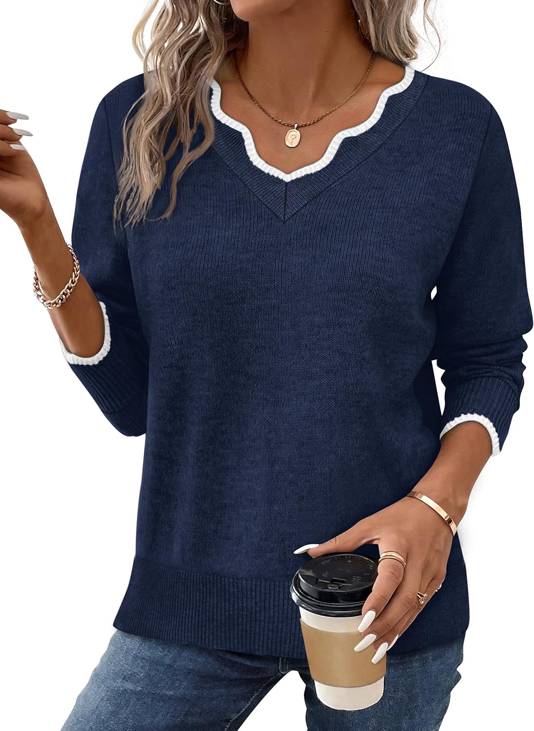 ✨Womens Cozy Lightweight V Neck Sweaters Pullover(BUY 2 FREE SHIPPING)