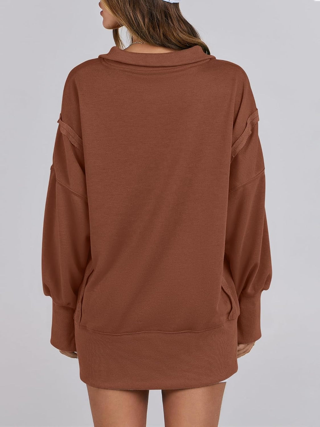 ✨Women's Oversized High Low Split Button Up Henley Pullover Top