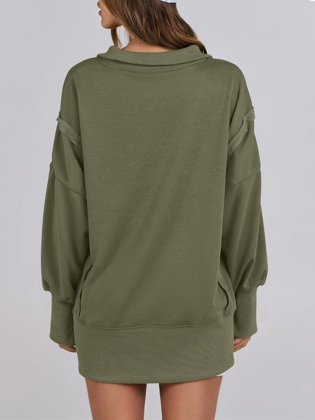 ✨Women's Oversized High Low Split Button Up Henley Pullover Top